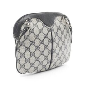 Gucci Shoulder GG Leather Sherry Bag White Line Canvas Plus Navy Blue